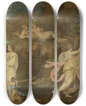 Triptych art skateboard deck of The Hovingham Master The Birth Of Bacchus by The Hovingham Master (-17-)