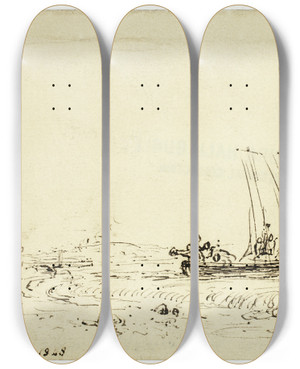 Triptych art skateboard deck of David Octavius Hill Departure by David Octavius Hill (1802-1870)