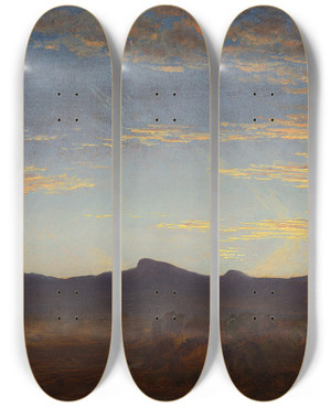 Triptych art skateboard deck of Thomas Cole Study For Catskill Creek by Thomas Cole (1801-1848)