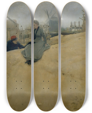 Triptych art skateboard deck of Santiago Rusiol On Campaign by Santiago Rusinol (1861-1931)