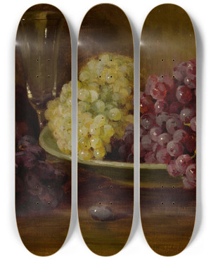 Triptych art skateboard deck of Edith White Still Life With Grapes by Edith White (1855-1946)