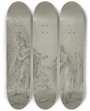 Triptych art skateboard deck of Charlesantoine Coypel The Daughter Of Jephthah by Charles-Antoine Coypel (1694-1752)