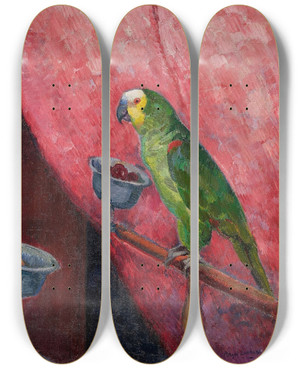 Triptych art skateboard deck of Ngel Zrraga Composition Aux Perroquets by ngel Zrraga (1886-1946)