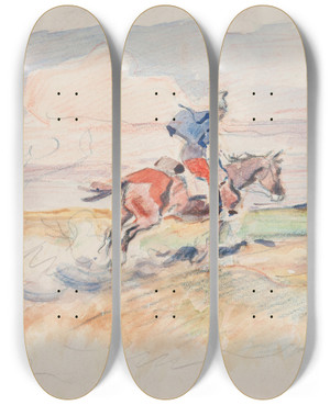 Triptych art skateboard deck of Ivan Ivanec Uan Austriacki Pdzcy Na Koniu by Ivan Ivanec (1893-1946)