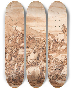 Triptych art skateboard deck of Nicola Malinconico Judiths Triumf by Nicola Malinconico (1663-1721)