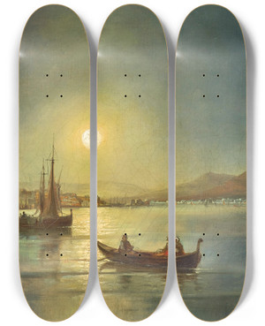Triptych art skateboard deck of Josef Carl Berthold Pttner Moonlit Night With The Bay Of Naples by Josef Carl Berthold Puttner (1821-1881) Triptych art skateboard deck of Josef Carl Berthold Pttner Moonlit Night With The Bay Of Naples by Josef Carl Berthold Puttner (1821-1881)