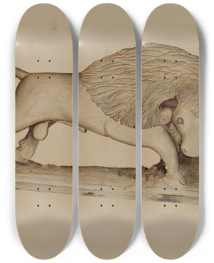 Triptych art skateboard deck of Robert Gilson Buffalo by Robert Gilson