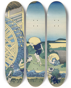 Triptych art skateboard deck of Katsushika Hokusai Onden No Suisha by Katsushika Hokusai (1760-1849) Triptych art skateboard deck of Katsushika Hokusai Onden No Suisha by Katsushika Hokusai (1760-1849)