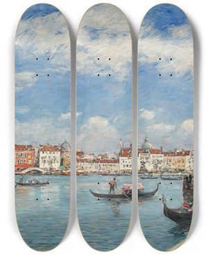 Triptych art skateboard deck of Eugne Boudin Venise Vue Prise De San Giorgio by Eugene Boudin (1824-1898)