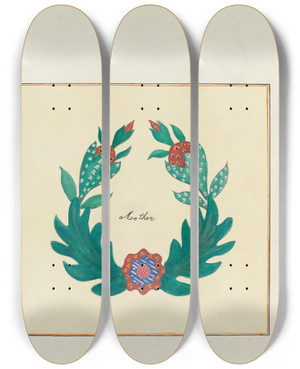 Triptych art skateboard deck of Cornelius Christoffels And Margaret Linsley Autograph Quilt_1 by Cornelius Christoffels And Margaret Linsley