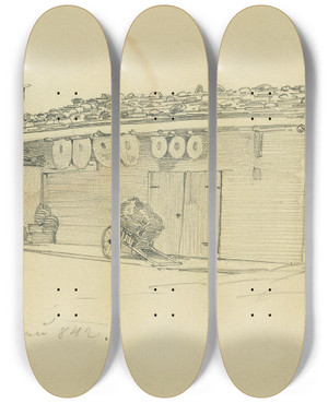 Triptych art skateboard deck of Johann Peter Krafft Ramsau by Johann Peter Krafft (1780-1856)