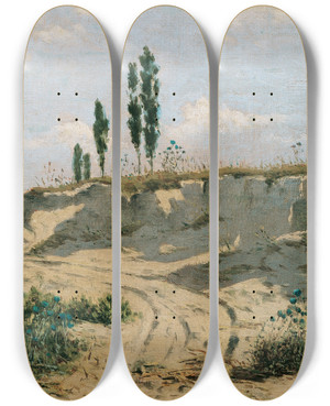 Triptych art skateboard deck of Theodor Von Hrmann Sandweg by Theodor Von Hormann (1840-1895)