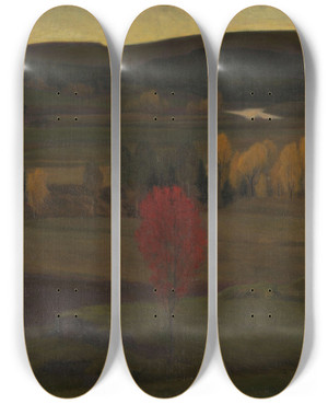 Triptych art skateboard deck of Lars Jorde Landskap by Lars Jorde (1865-1939)