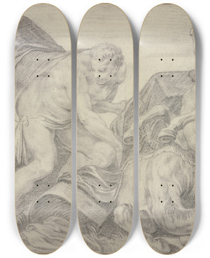 Triptych art skateboard deck of Abraham Van Diepenbeeck The Adoration Of The Kings_3 by Abraham Van Diepenbeeck (1596-1675)