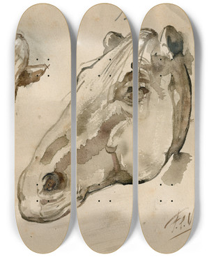 Triptych art skateboard deck of Floris Verster Head Of Two Horses by Floris Verster (1861-1927) Triptych art skateboard deck of Floris Verster Head Of Two Horses by Floris Verster (1861-1927)