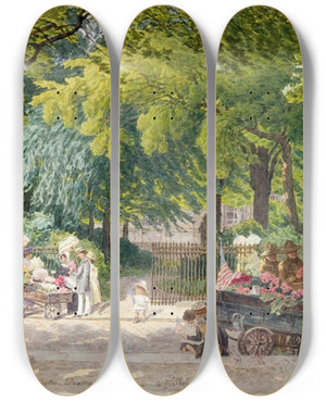 Triptych art skateboard deck of Flix Brard Square De La Mairie Du 14Me Arrondissement Rue Mouton Duvernet Le 4 Juillet 1917 by Felix Brard (19-20-)
