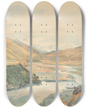 Triptych art skateboard deck of James Crowe Richmond River Clarence by James Crowe Richmond (1822-1898)