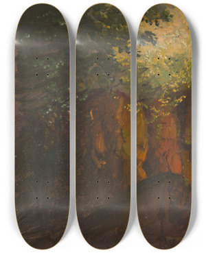 Triptych art skateboard deck of Frederic Edwin Church Woodland Scene With Rocks by Frederic Edwin Church (1826-1900) Triptych art skateboard deck of Frederic Edwin Church Woodland Scene With Rocks by Frederic Edwin Church (1826-1900)