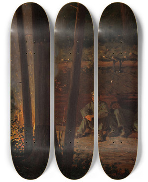 Triptych art skateboard deck of Winslow Homer In Front Ofyorktown by Winslow Homer (1836-1910)