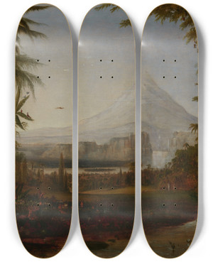Triptych art skateboard deck of Robert S Duncanson The Garden Of Eden by Robert S Duncanson (1821-1872)