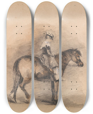 Triptych art skateboard deck of Sir David Wilkie Johnny And His Pony by Sir David Wilkie (1785-1841)