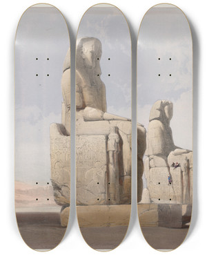Triptych art skateboard deck of David Roberts Thebes Dec 4Th 1838 by David Roberts (1796-1864)
