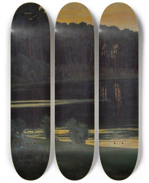 Triptych art skateboard deck of Walter Leistikow Lake Grunewald by Walter Leistikow (1865-1908)
