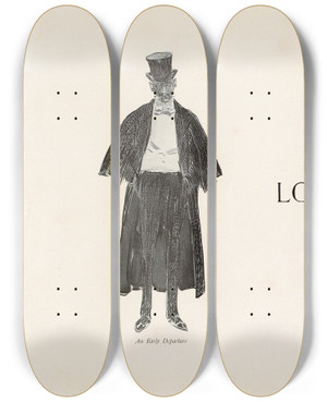 Triptych art skateboard deck of Charles Dana Gibson London Salons by Charles Dana Gibson (1867-1944)