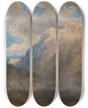 Triptych art skateboard deck of David Cox Penmanmawr by David Cox (1783-1859)