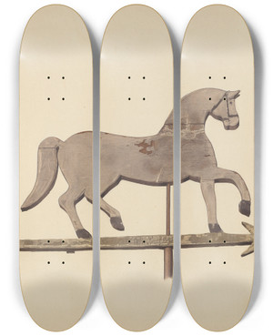 Triptych art skateboard deck of Robert Barton Horse Weather Vane by Robert Barton