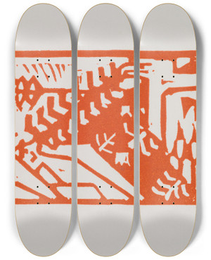 Triptych art skateboard deck of Akseli Gallenkallela Korukalevala The Illustrated Kalevala Experiments For Poem I And Ii_2 by Akseli Gallen Kallela (1865-1931)
