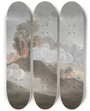 Triptych art skateboard deck of Isaac Weld Vesuvius In Eruption_2 by Isaac Weld (1774-1856)