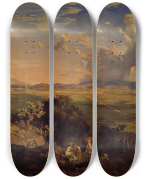Triptych art skateboard deck of Joaqun Ramrez Inside Noahs Ark by Joaquin Ramirez (1839-1866)