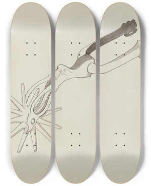 Triptych art skateboard deck of J Henry Marley Spur_2 by J Henry Marley