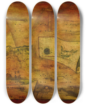 Triptych art skateboard deck of Paul Klee Bildnerisches Stilleben by Paul Klee (1879-1940)