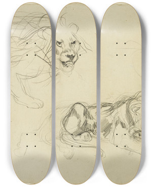 Triptych art skateboard deck of Eugne Delacroix Studies Of Lions by Eugene Delacroix (1798-1863) Triptych art skateboard deck of Eugne Delacroix Studies Of Lions by Eugene Delacroix (1798-1863)