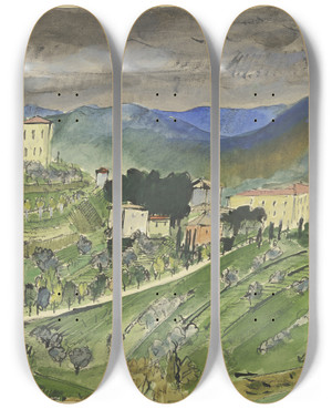 Triptych art skateboard deck of Hermann Lismann Perugia by Hermann Lismann (1878-1943)