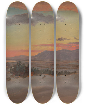 Triptych art skateboard deck of Frederic Edwin Church Hudson Valley In Winter Looking Southwest From Olana by Frederic Edwin Church (1826-1900) Triptych art skateboard deck of Frederic Edwin Church Hudson Valley In Winter Looking Southwest From Olana by Frederic Edwin Church (1826-1900)