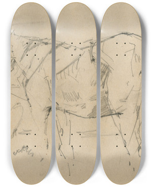 Triptych art skateboard deck of Floris Verster Horse by Floris Verster (1861-1927)