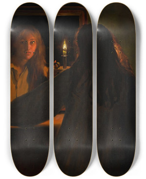 Triptych art skateboard deck of John Collier All Halloween by John Collier (1850-1934)