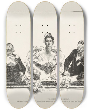 Triptych art skateboard deck of Charles Dana Gibson The American Girl Abroad_1 by Charles Dana Gibson (1867-1944)