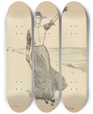 Triptych art skateboard deck of Charles Dana Gibson Fore_2 by Charles Dana Gibson (1867-1944)