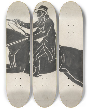 Triptych art skateboard deck of Julius Caesar Ibbetson Rider On A Galloping Horse by Julius Caesar Ibbetson (1759-1817)
