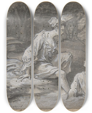 Triptych art skateboard deck of Claude Simpol Ladies Bathing by Claude Simpol (1666-1716) Triptych art skateboard deck of Claude Simpol Ladies Bathing by Claude Simpol (1666-1716)