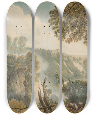 Triptych art skateboard deck of Abrahamlouisrodolphe Ducros The Waterfalls At Tivoli by Abraham-Louis-Rodolphe Ducros (1748-1810) Triptych art skateboard deck of Abrahamlouisrodolphe Ducros The Waterfalls At Tivoli by Abraham-Louis-Rodolphe Ducros (1748-1810)
