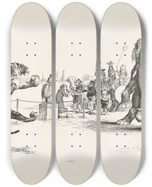 Triptych art skateboard deck of Charles Dana Gibson Time_1 by Charles Dana Gibson (1867-1944)