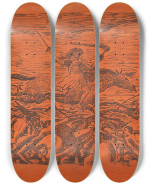 Triptych art skateboard deck of Henri Rousseau The War by Henri Rousseau (1844-1910)