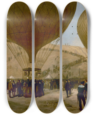 Triptych art skateboard deck of Jules Didier Dpart De Lon Gambetta Pour Tours Sur Le Ballon Larmandbarbs Le 7 Octobre 1870 Montmartre by Jules Didier (1831-1892)