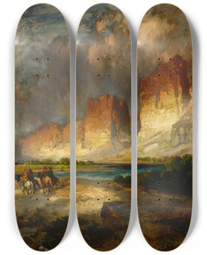 Triptych art skateboard deck of Thomas Moran Cliffs Of The Upper Colorado River Wyoming Territory_2 by Thomas Moran (1837-1926)