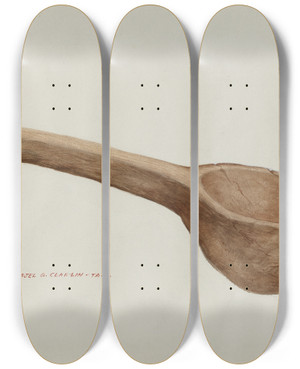 Triptych art skateboard deck of Majel G Claflin Wooden Ladle by Majel G Claflin (1893-1941)